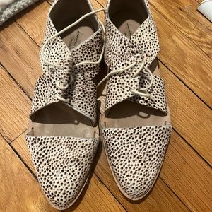 Loeffler Randall pony hair lace up flats